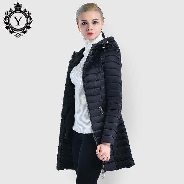 

autumn quilted cotton padded jackets and coats women parkas long windproof with hood slim warm coat 2019 coutudi new collections, Tan;black