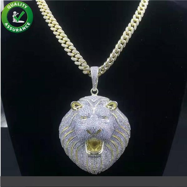 

хип-хоп bling цепи ювелирные изделия мужчины ледяной кулон роскошный дизайнер ожерелье мужские золотые цепи подвески алмаз кубинский ссылка, Silver