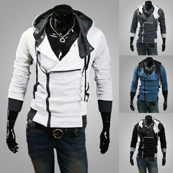 

2019 zipper cardigan hoodies men fashion hooded sweatshirts spring spring sportswear long sleeve slim tracksuit jacket, White;black