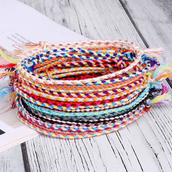 

meetvii lucky tibetan string bracelets & bangles for women men handmade tassel knots thread rope bracelet ethnic jewelry, Black