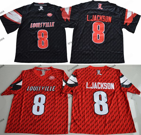 

mens louisville cardinal #8 lamar johnson college football jerseys retro 8 lamar johnson black university l.johnson football shirts, Black;red