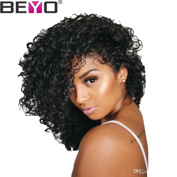 

afro kinky завитый 13x6 фронт шнурок человеческих волос парики для чернокожей женщины индийского парика с волосами младенца pre щипкового ha, Black;brown