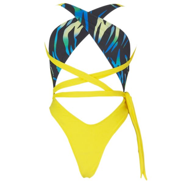 

cross neck bandage swimsuits for women high leg cut swimwear ladies halter swimdress one piece swimsuit beachwear, White;black