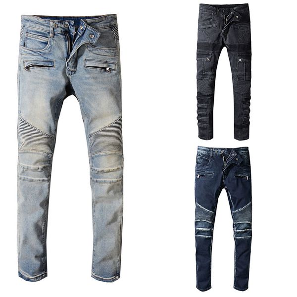 

italian style fashion skinny jeans stretch casual pants new designer classical jeans men men, Blue