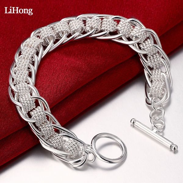 

925 sterling silver bracelet classic silver jewelry fashion exquisite bracelet design works new men and women fa, Golden;silver