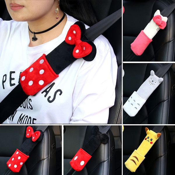 

boase 1pcs cute cartoon car sefety seat belt cover child isofix seat belt shoulder pad protection plush padding car accessories