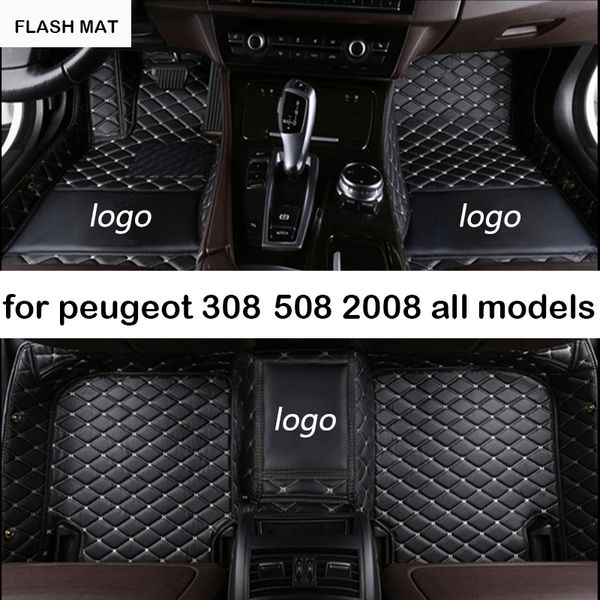 

custom logo car floor mats for 308 206 508 207 301 307 sw 407 408 2008 4008 5008 auto accessories car mats