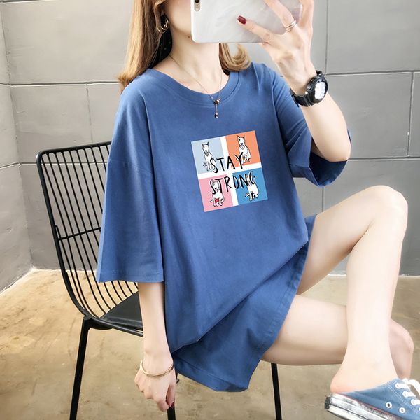 

large size women long t-shirts summer casual short sleeve cotton loose ladies t shirt oversize funny dog hip hop streetwear, White