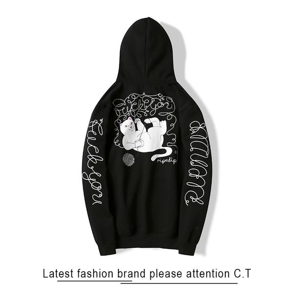 

ripndip classic tide brand sweatshirt mens designer hoodie luxury printed hooded plus velvet sweatshirt street hip hop hoodie wildsweatshirt, White;black