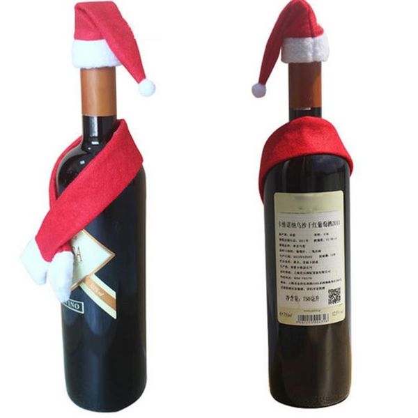 

christmas hat scarf red wine bottle christmas decorations navidad creative home party xmas hat 2019 decoraciones para el hogar