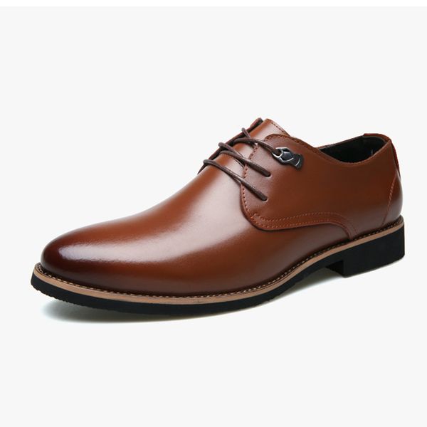

men oxford shoes lace-up bullock business dress shoes male formal plus size 38-44, Black