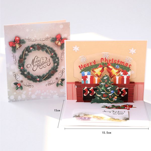 

christmas stereo greeting card korean 3d creative paper carving new year thanksgiving blessing exquisite message small card customization