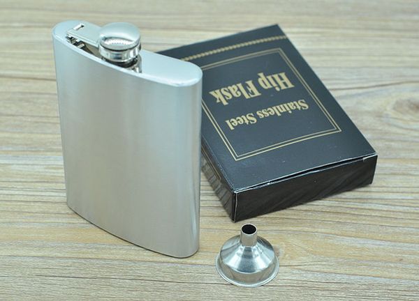 

by dhl 50pcs hip flask 8oz stainless steel portable liquor wine hip flask whisky alcohol cap funnel drinkware