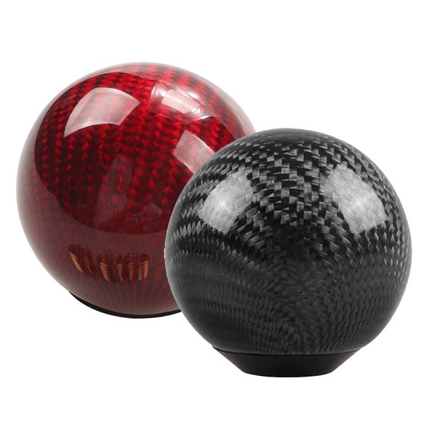 

universal car gear shift knob round ball shape shifter lever carbon fiber style adapters accessories replacement