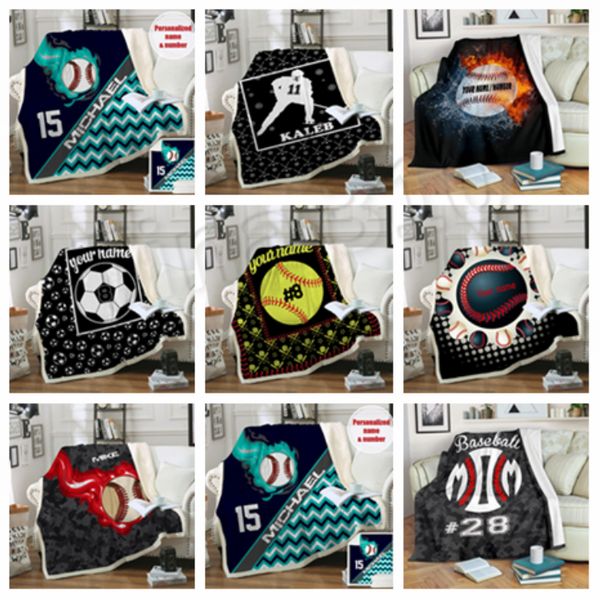 

new baseball blankets 150*130cm softball soccer football blanket 3d printed swaddling towel sports carpet sofa blanket t2i5167