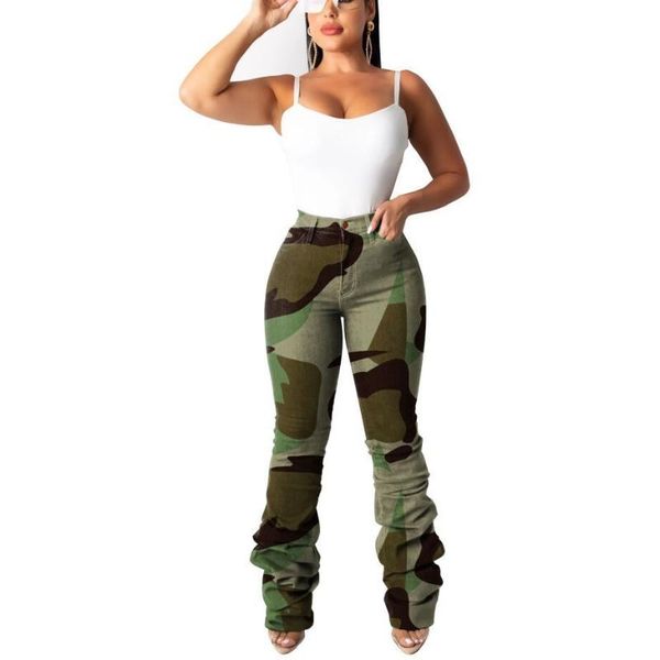 

camo harajuku jean trousers retro pleated denim pants women jeans straight trousers fashion casual leopard print pencil pants, Blue