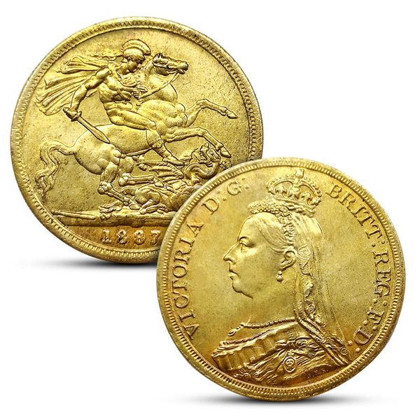 1887–1900 Victoria Sovereign-Münzen, 14 Stück/Set, 38 mm, kleine Gold-Souvenirmünze, Sammler-Gedenkmünze, Neuankömmling