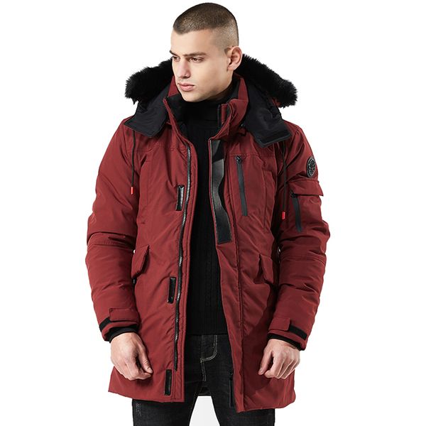 

men's winter down jacket cotton-padded parkas fur collar long coat thick jacket parka coat male fashion casual coats size m-3xl, Black