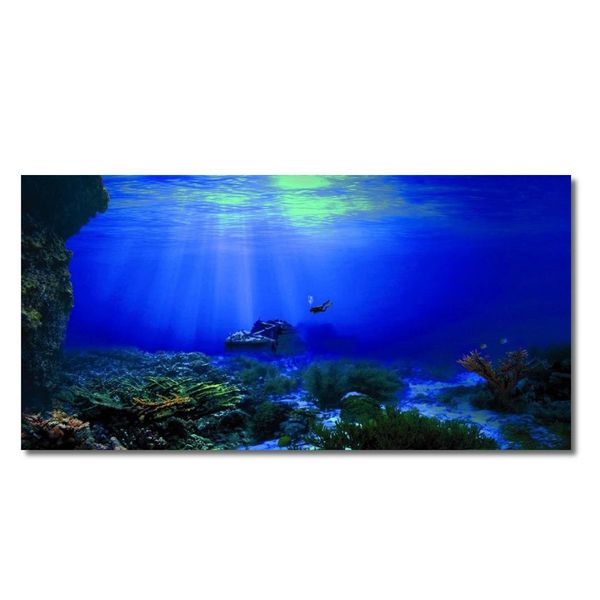 

5 size pvc high glossy aquarium background seabed wreck aquarium background poster fish tank decorations landscape self adhesive