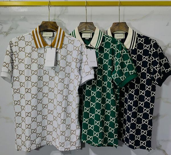 

a8 gucci mens short sleeve polo shirt fashion print slim fit polo with white casual black polos shirt, White;black