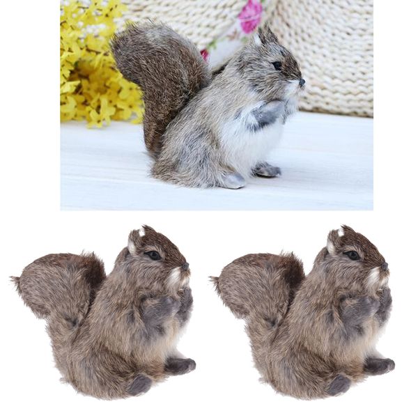 

2pc realistic animal squirrel taxidermy garden home landscape decor ornament