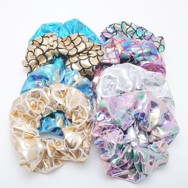 

6pieces glitter bling metalic large hair scrunchies women dancing bun hair ties holder ropes for women accessories