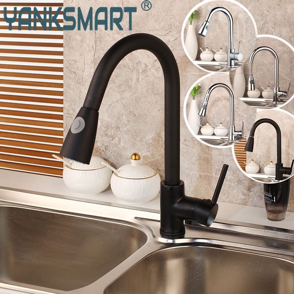 2019 360 Swivel Kitchen Faucet Pull Out Chrome Polished Black