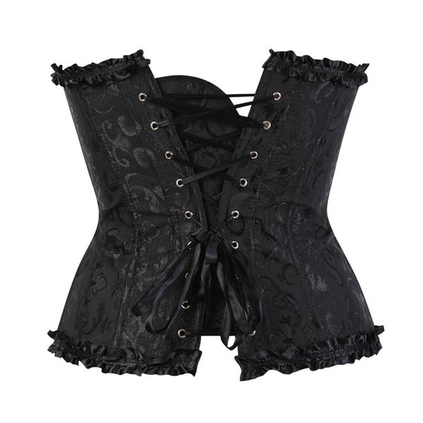 

women corsets and bustiers plus size vintage flower overbust lace up corset gothic satin lingerie corselet s-6xl, Black;white