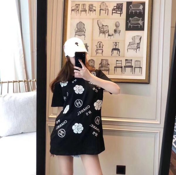 

spring and summer new fashion sequins t-shirt female ing wind trend printing loose sleeve blouse can be wholesale, White