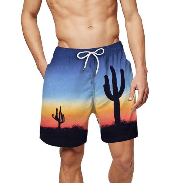 

summer men's beach shorts man holiday sport pant plant 3d print surfing shorts male loose swim surf board trunks pocket swimsuit