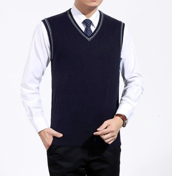 

men elegant cashmere wool vests gray navy blue v-neck textured knitted waistcoat male sculptured knitwear herringbone weskit, Black;white