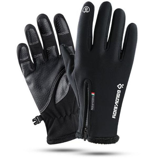 

sports gloves golovejoy db03 full finger thermal fleece cycling hiking touchscreen skiing golves, Black