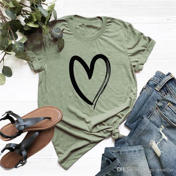 

summer simple and comfortable cotton love short sleeve women t-shirt quick dry t-shirts casual running womens, White;black