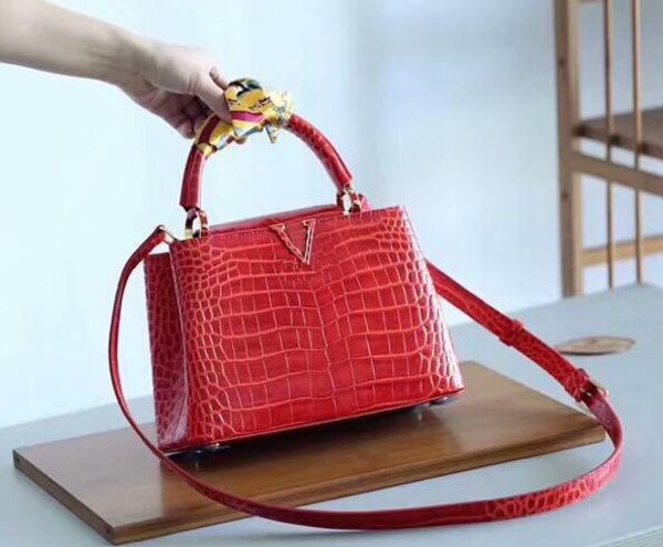 

5a n93992 27cm capucine bb crocodile brillant handle tote houlder bag with du t bag dhl hipping