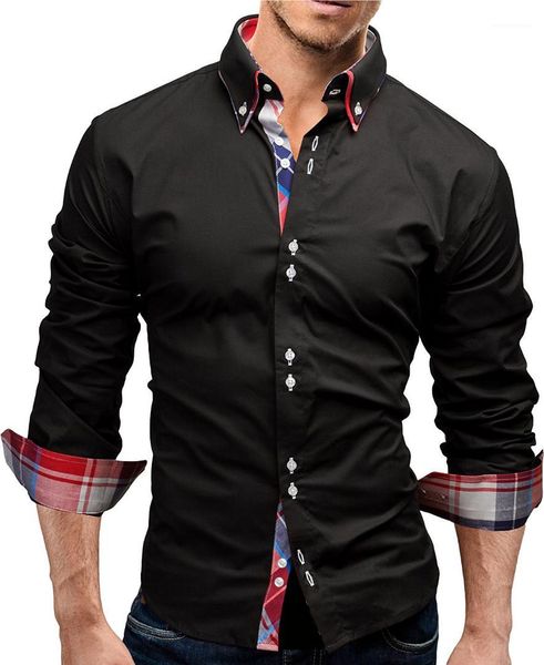 

luxury fashion panelled mens clothing casual slim long sleeve mens designer shirts, White;black