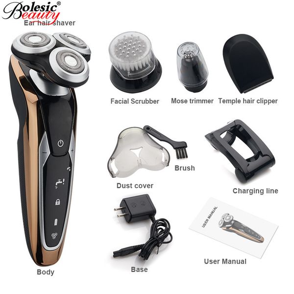 

men shaving machine nose trimmer barbeador 3 in 1 washable rasoio elettrico rechargeable electric shaver 3d beard razor