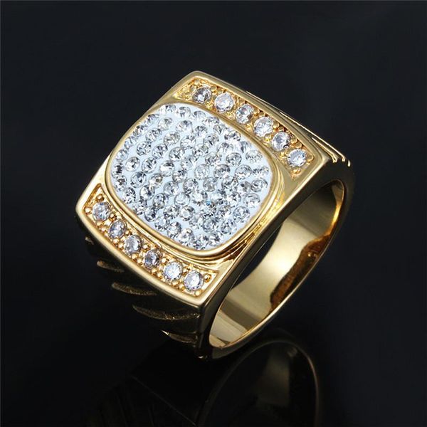 

2020 hiphop rings for mens full diamond gold ring pop hip hop jewelry wholesale, Golden;silver