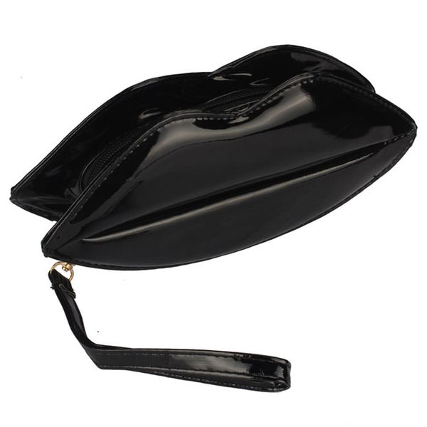 

big lips women's evening party clutch hand bag purse main color: black