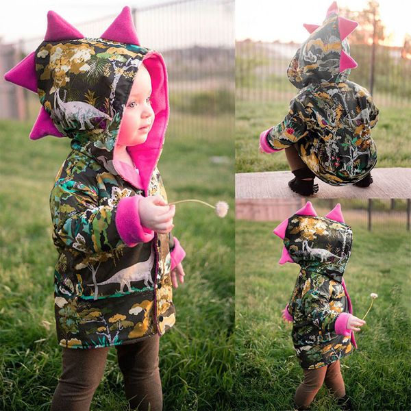 

2019 new arrival kids baby winter cartoon dinosaur coat hooded jacket warm outerwear clothes11.30, Blue;gray