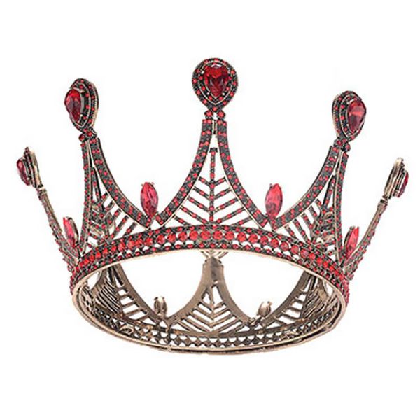 

crown for women black and red rhinestone retro baroque tiara headband bride wedding hair jewelry accessories xh, Golden;white