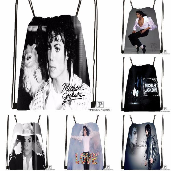 

custom michael jackson drawstring backpack bag cute daypack kids satchel (black back) 31x40cm#180531-04-31