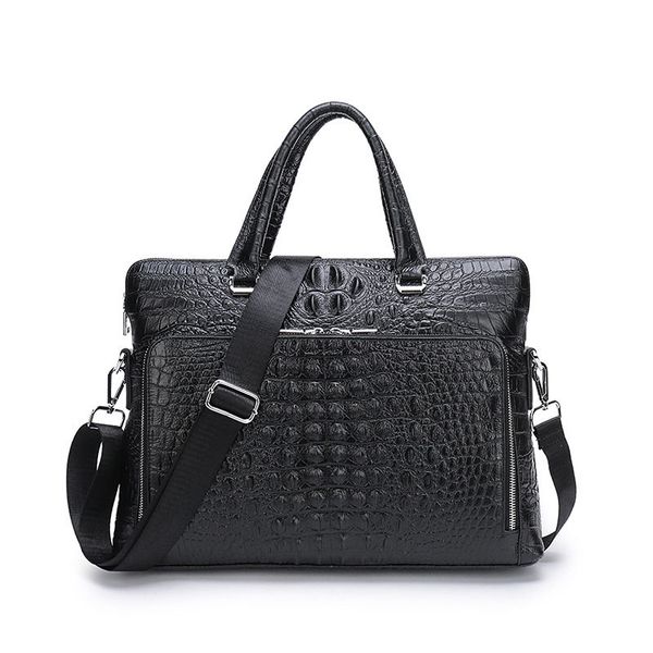

2019 lapbusiness briefcase crocodile genuine leather men handbag 14 inches men's notebook computer portable office bag