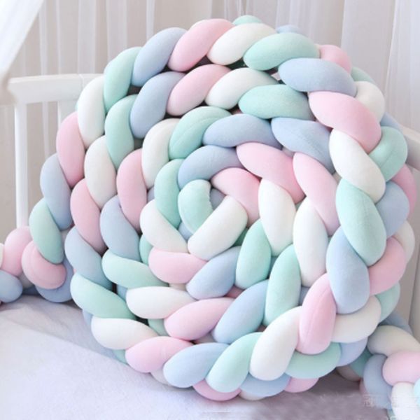 

220см детская кровать четыре слойный узел ручной работы длинные knotted braid бампер ткачество плюшевые детские кроватки для младенцев узел