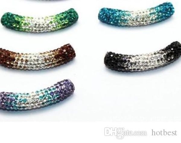 

30 pcs/lot 45cm mixed multicolor rhinestone micro pave cz crystal gradual change crystal tube long tubes bending beads bracelets h2442