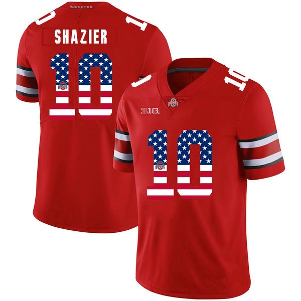 

justin fields stitched men's ohio state buckeyes chris kuhn robert landers usa flag college football jersey, Black