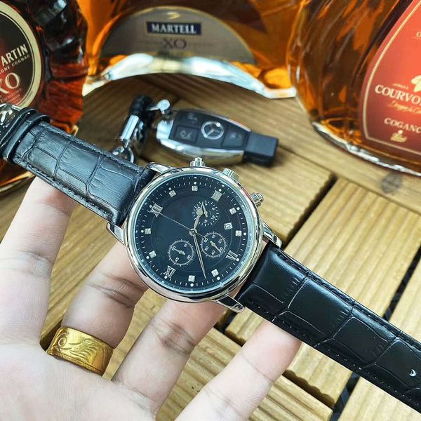 

en business watch 41mm automatic quartz movement sapphire glass chronograph perpetual day-date waterproof wristwatches, Slivery;brown