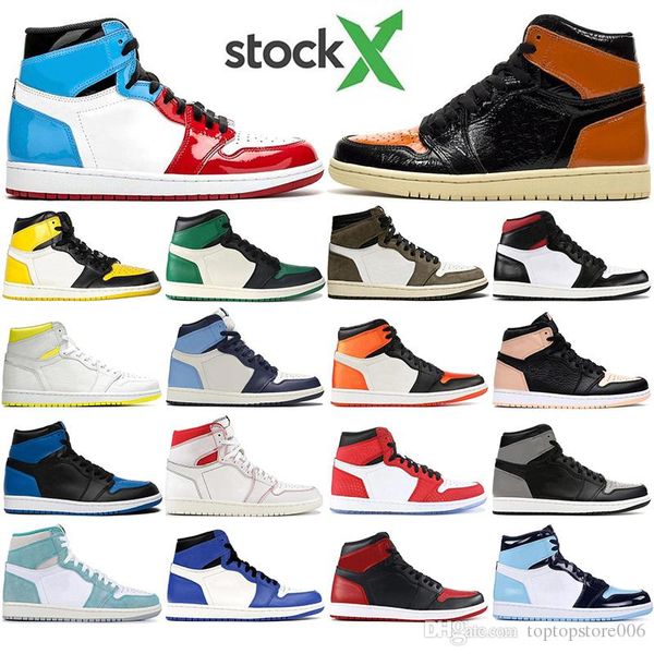 

new air jordan retro 1 high travis scotts low fearless mens basketball shoes spiderman unc 1s 3 men sport designer sneakers, White;red
