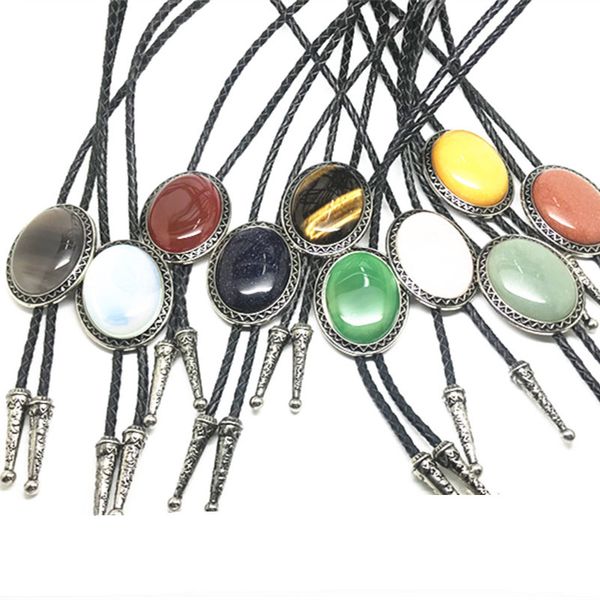 

new arrival bolo necklace royal rhinestone bolo tie cowboy style ties for men & women genuine leather neck tie drop shipping, Black;blue