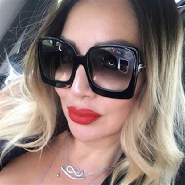 

2020 new fashion square oversized sunglasses women for men retro plastic vintage retro gradient sunshade sun glasses uv400, White;black