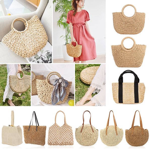 

Соломенные сумки для женщин 2019 Летняя сумка из ротанга Woven Beach Circle Bohemia Handbag